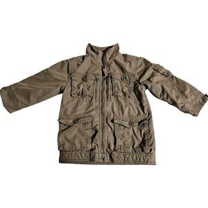 Vintage Gap Canvas Field Jacket Spanish Olive Baby SZ 4T Cargo Utility Military
